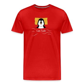 Gute Nacht - Pinguin Schlafshirt - Männer Premium Bio T-Shirt - Rot - Vorne - Damien (186cm)