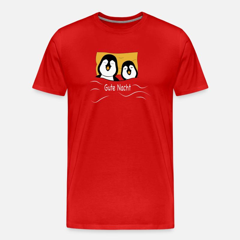 Müde Pinguine - Männer Premium Bio T-Shirt - Rot