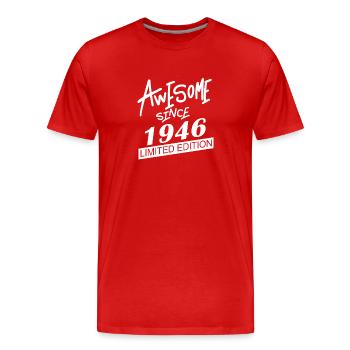 1946 - Né en 1946 - Fantastique depuis 1946 - T-shirt bio Premium Homme - rouge - Devant - Damien (186cm)