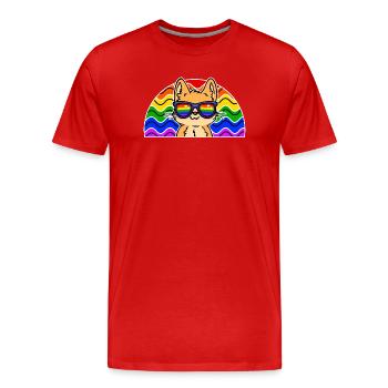Arc-en-ciel Gay Fier LGBT Cool Cat Sexualité - T-shirt bio Premium Homme - rouge - Devant - Damien (186cm)