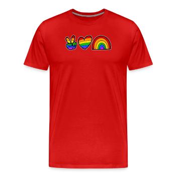 Sexualität Lgbt Herz Liebe Regenbogen Bisexuell - Männer Premium Bio T-Shirt - Rot - Vorne - Damien (186cm)