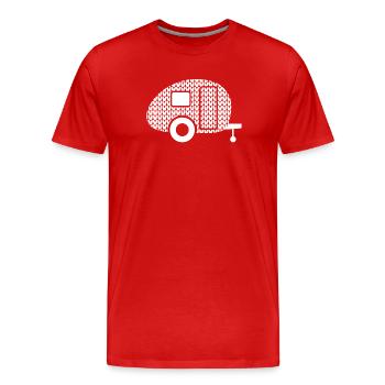 Caravan Camping Strickmuster Winter Wohnwagen - Männer Premium Bio T-Shirt - Rot - Vorne - Damien (186cm)