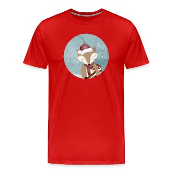 renard doré pour Noël avec canne à sucre - T-shirt bio Premium Homme - rouge - Devant - Damien (186cm)