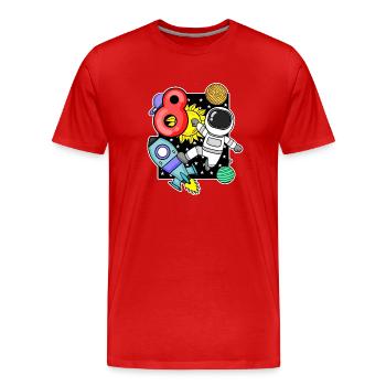 8. Geburtstag - 8 Jahre alt Junge Astronaut - Männer Premium Bio T-Shirt - Rot - Vorne - Damien (186cm)