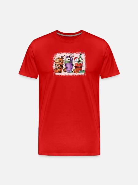 Coffee Cups Hallothanksmas Bleached - Men's Premium Organic T-Shirt - red