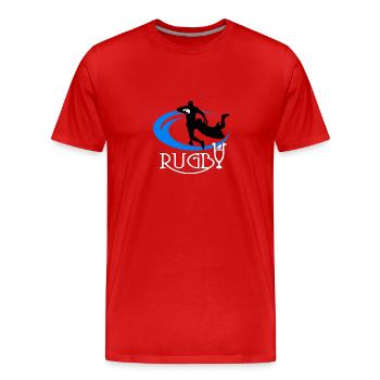 Rugby - Men's Premium Organic T-Shirt - red - Front - Damien (186cm)
