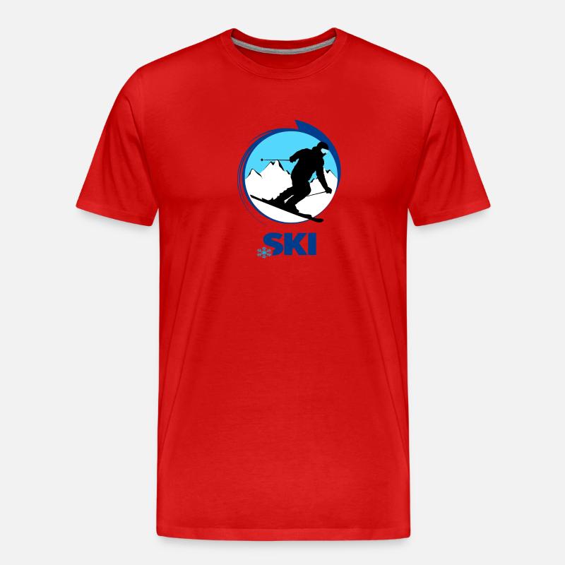 Ski - Männer Premium Bio T-Shirt - Rot