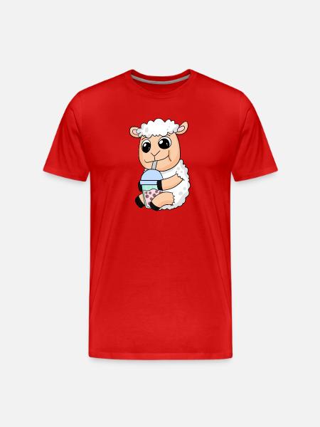 Sheep bubble tea motif - Men's Premium Organic T-Shirt - red