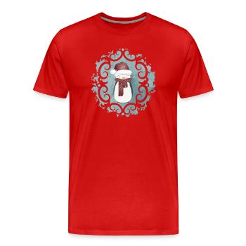 Schneemann im Santa Claus Look im Winter - Männer Premium Bio T-Shirt - Rot - Vorne - Damien (186cm)