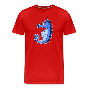 Seepferd Blau - Männer Premium Bio T-Shirt - Rot - Vorne - Damien (186cm)