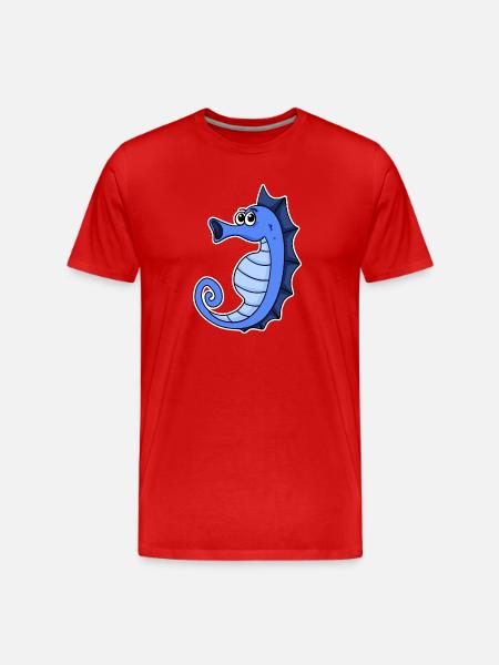 Seahorse Blue - Men's Premium Organic T-Shirt - red