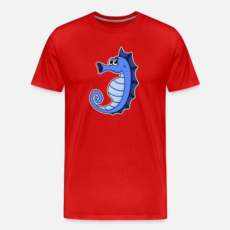 Seepferd Blau - Männer Premium Bio T-Shirt - Rot