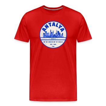 Antalya Skyline Emblem - Coastal City Flair - Men's Premium Organic T-Shirt - red - Front - Damien (186cm)