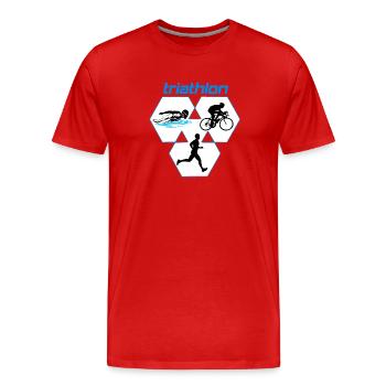 Triathlon - Männer Premium Bio T-Shirt - Rot - Vorne - Damien (186cm)