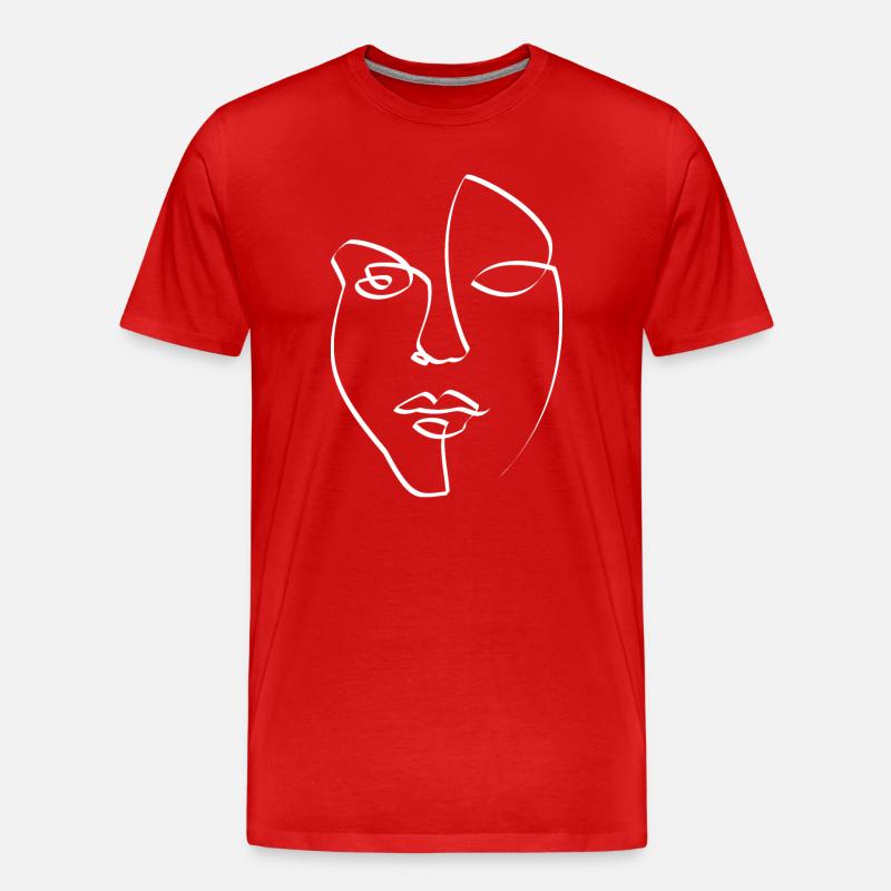 Gesicht - Männer Premium Bio T-Shirt - Rot