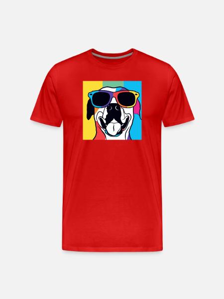 Vibrant Sunglass Pup Pop Art - Men's Premium Organic T-Shirt - red