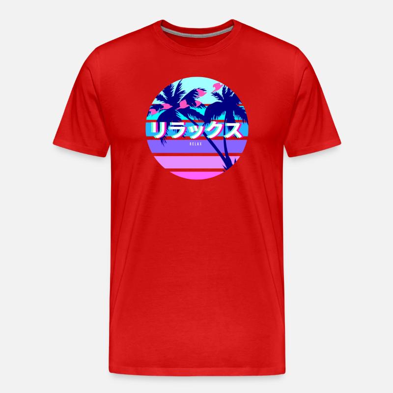 Relax Japanese Text Sun - Männer Premium Bio T-Shirt - Rot