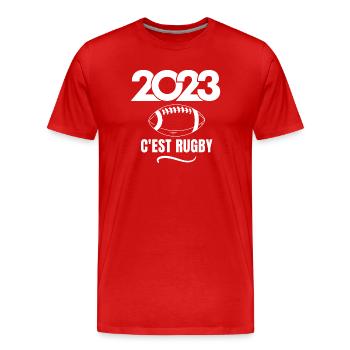 rugby, rugby sport, rugby humour - T-shirt bio Premium Homme - rouge - Devant - Damien (186cm)
