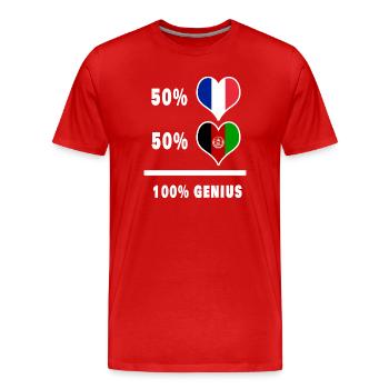 Afghanistan et France 100% genius - T-shirt bio Premium Homme - rouge - Devant - Damien (186cm)