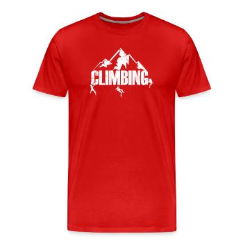 Climbing Summit Emblem - Men's Premium Organic T-Shirt - red - Front - Damien (186cm)