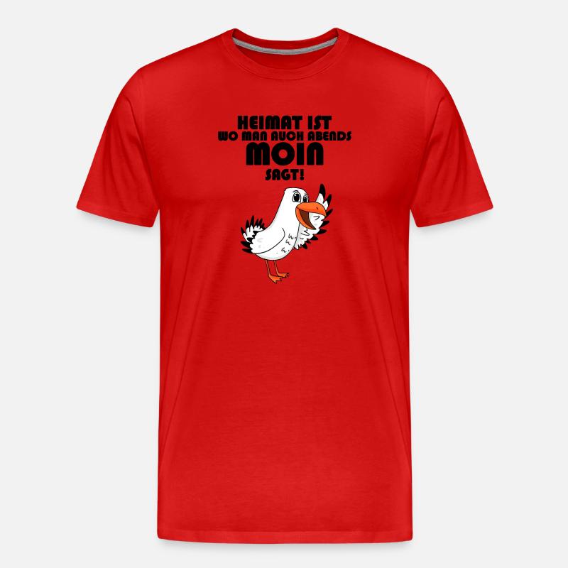Nordsee Plattdeutsch Spruch Moin Möwe - Männer Premium Bio T-Shirt - Rot