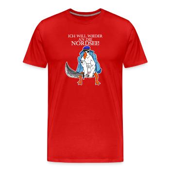 Nordsee Plattdeutsch Spruch Moin Möwe - Männer Premium Bio T-Shirt - Rot - Vorne - Damien (186cm)