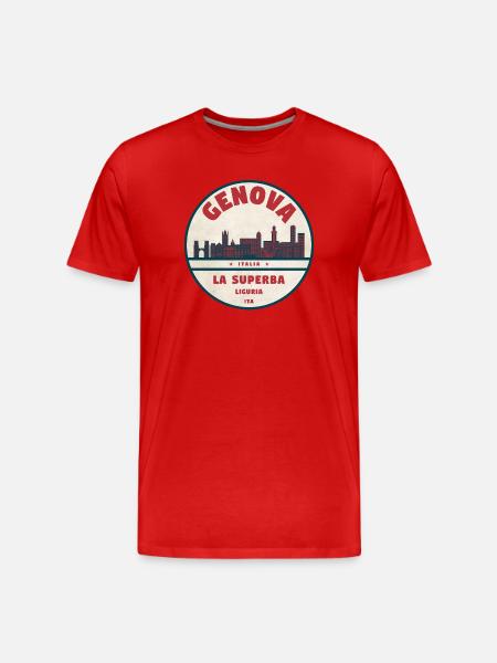 Genova Skyline Roundel - Men's Premium Organic T-Shirt - red