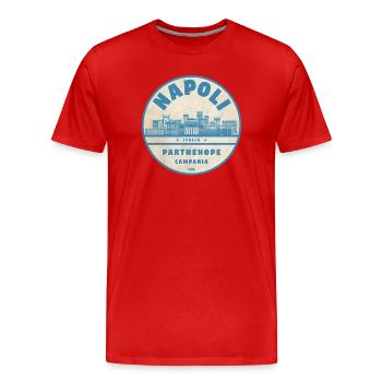 Napoli Skyline Abzeichen - Männer Premium Bio T-Shirt - Rot - Vorne - Damien (186cm)