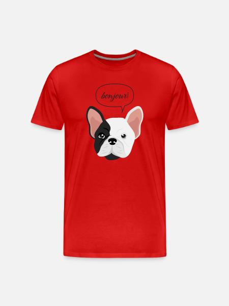 French Bulldog Bonjour - Men's Premium Organic T-Shirt - red