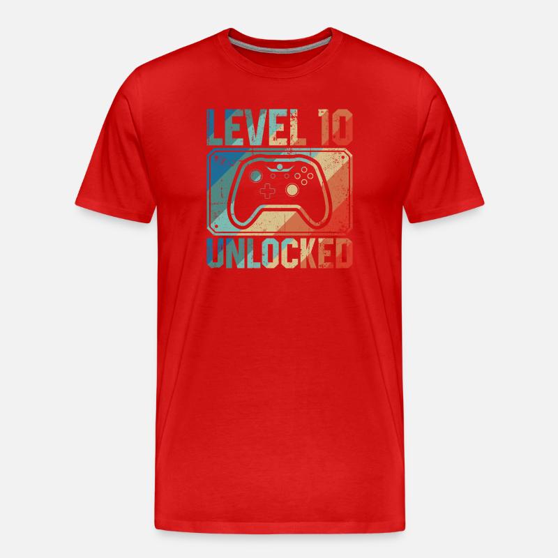 Level 10 freigeschalteter Controller - Männer Premium Bio T-Shirt - Rot