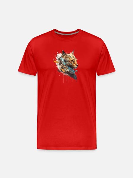 Cute big cat in side profile - Men's Premium Organic T-Shirt - red