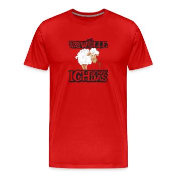 Komme was Wolle ich Schaf das - Männer Premium Bio T-Shirt - Rot - Vorne - Damien (186cm)