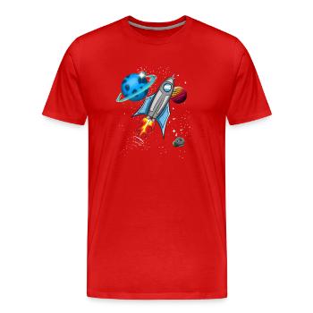 Rakete im Weltall - Männer Premium Bio T-Shirt - Rot - Vorne - Damien (186cm)