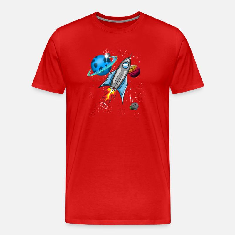 Fusée dans l’espace - T-shirt bio Premium Homme - rouge