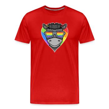 Gay Animal Donkey Rainbow Heart - Men's Premium Organic T-Shirt - red - Front - Damien (186cm)