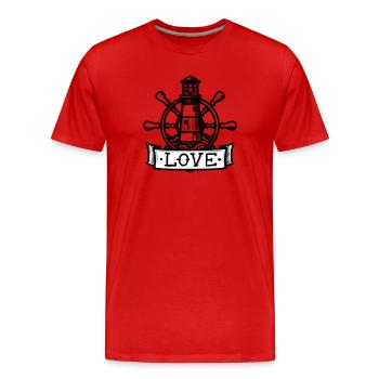 Seefahrer-Liebe (für Seefahrer*innen) - Männer Premium Bio T-Shirt - Rot - Vorne - Damien (186cm)