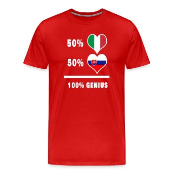 Slowakei und Italien Flaggen 100% genial - Männer Premium Bio T-Shirt - Rot - Vorne - Damien (186cm)