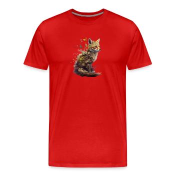 Fuchs mit Pflanzen auf dem Rücken - Männer Premium Bio T-Shirt - Rot - Vorne - Damien (186cm)
