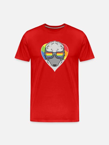 Rainbow - Dog with glasses - Poodle - Men's Premium Organic T-Shirt - red