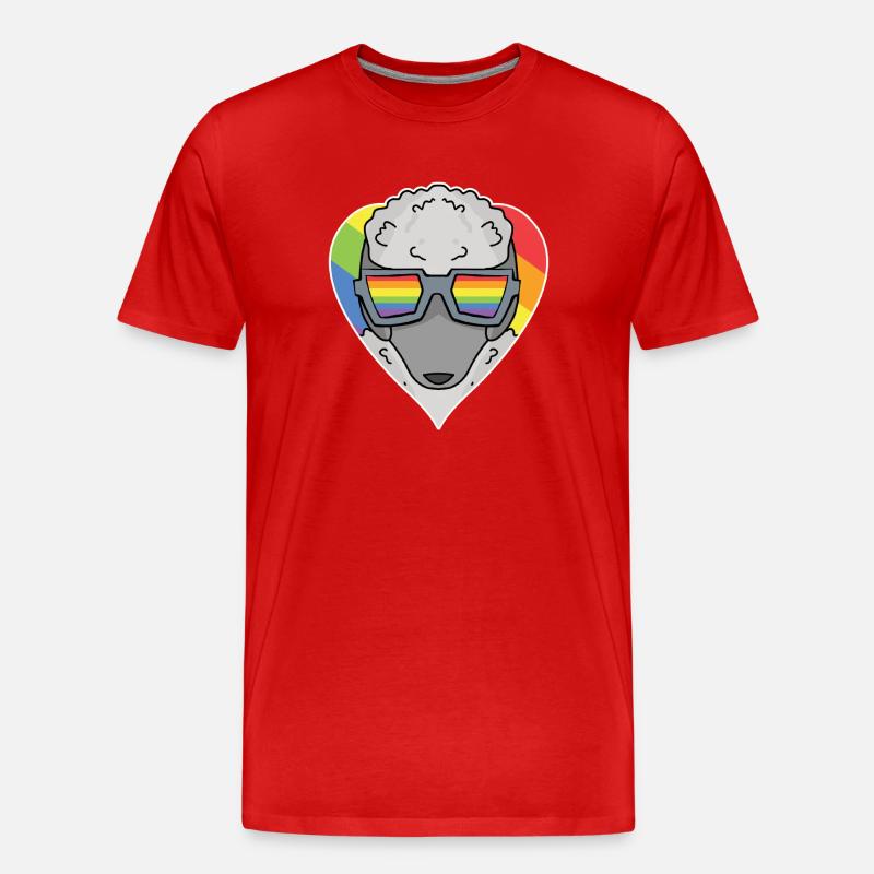 Regenbogen - Hund mit Brille - Pudel - Männer Premium Bio T-Shirt - Rot