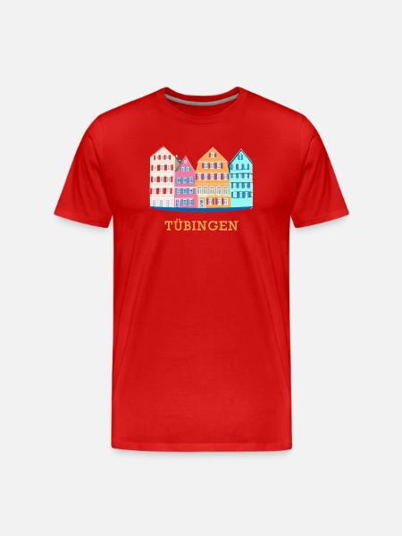 Tübingen, Neckar view, drawing, Germany - Men's Premium Organic T-Shirt - red