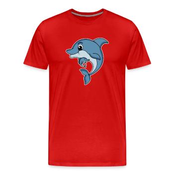 Delfin Familie - Delfin mit Baby - Delfin Motiv - Männer Premium Bio T-Shirt - Rot - Vorne - Damien (186cm)