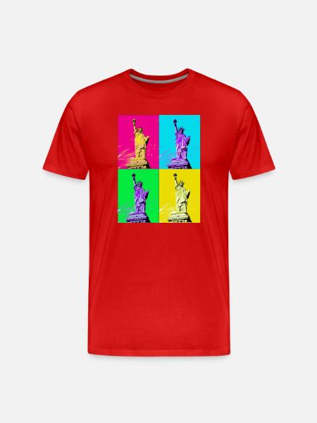 Freedom PopArt Quadri - Men's Premium Organic T-Shirt - red