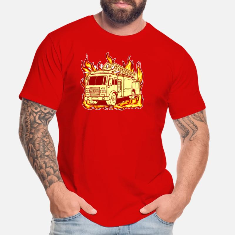 Fire Burning Fire Brigade Fire Engine Fire Protection Men's Premium Organic T-Shirt