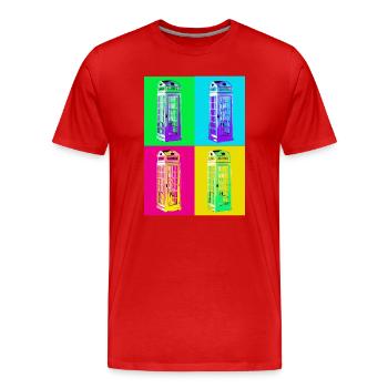 Multicolored Pop Art Phone Booth - Men's Premium Organic T-Shirt - red - Front - Damien (186cm)
