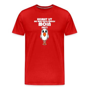 Nordsee Plattdeutsch Spruch Moin Möwe - Männer Premium Bio T-Shirt - Rot - Vorne - Damien (186cm)