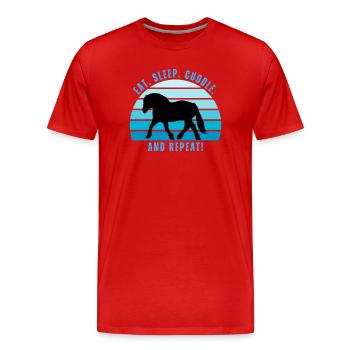 Kaltblut im Trab - Sonnenuntergang im Retro-Stil - Männer Premium Bio T-Shirt - Rot - Vorne - Damien (186cm)