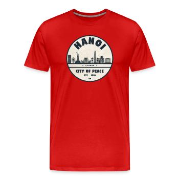 Emblème de la Ville de la Tranquillité de Hanoï - T-shirt bio Premium Homme - rouge - Devant - Damien (186cm)