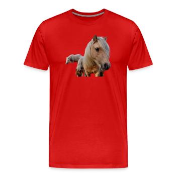 Chevaux dans les pâturages - T-shirt bio Premium Homme - rouge - Devant - Damien (186cm)