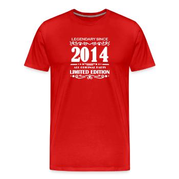 2014 - Jahrgang 2014 - Baujahr 2014 - Männer Premium Bio T-Shirt - Rot - Vorne - Damien (186cm)